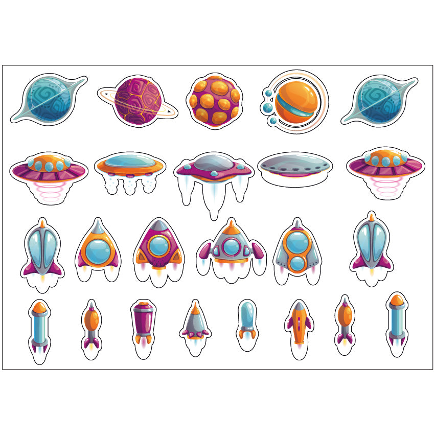 PS0101-200 Sticker Sheet Decal Cartoon Wall Self Adhesive Vinyl A4 Various Designs Available