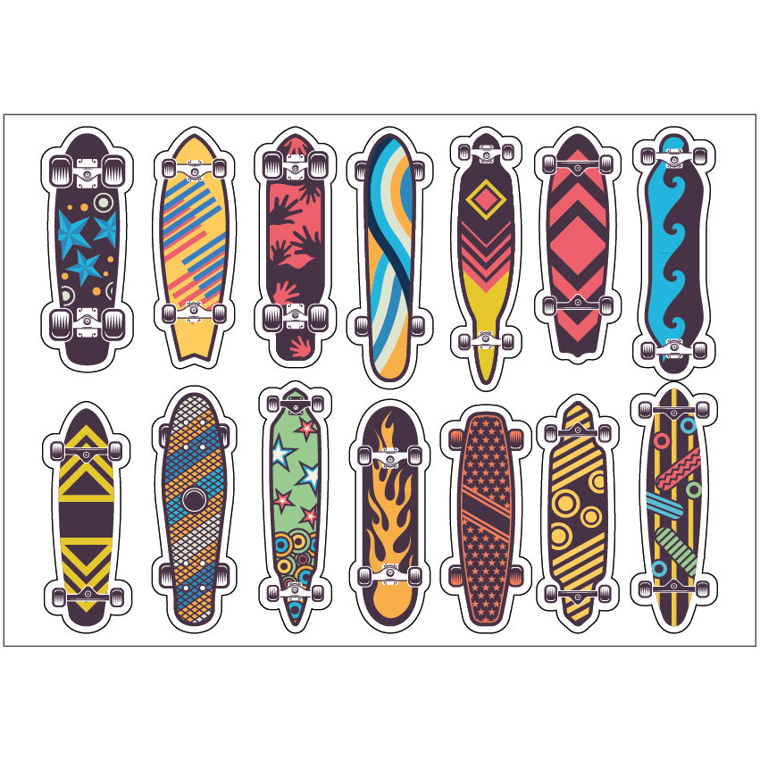 PS0101-200 Sticker Sheet Decal Cartoon Wall Self Adhesive Vinyl A4 Various Designs Available