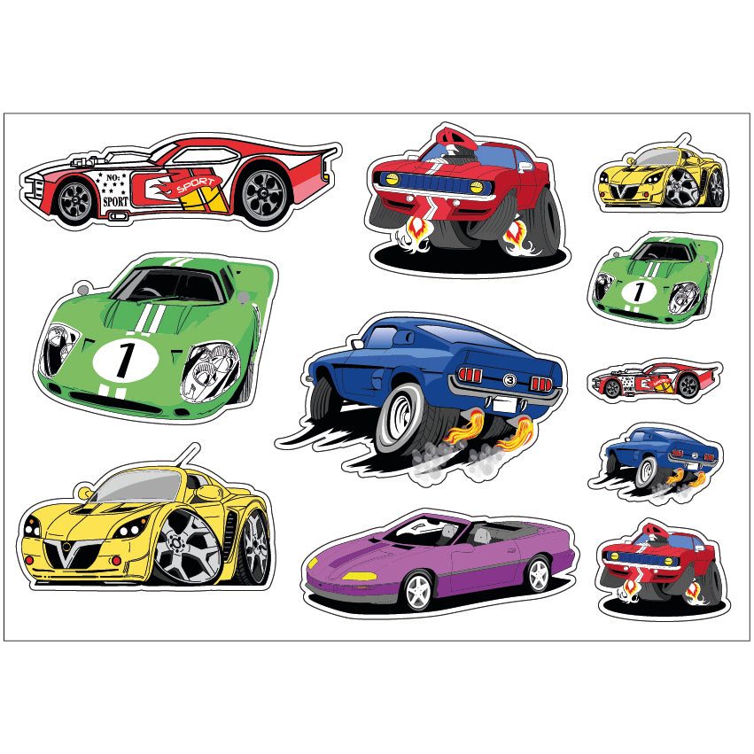 PS0101-200 Sticker Sheet Decal Cartoon Wall Self Adhesive Vinyl A4 Various Designs Available