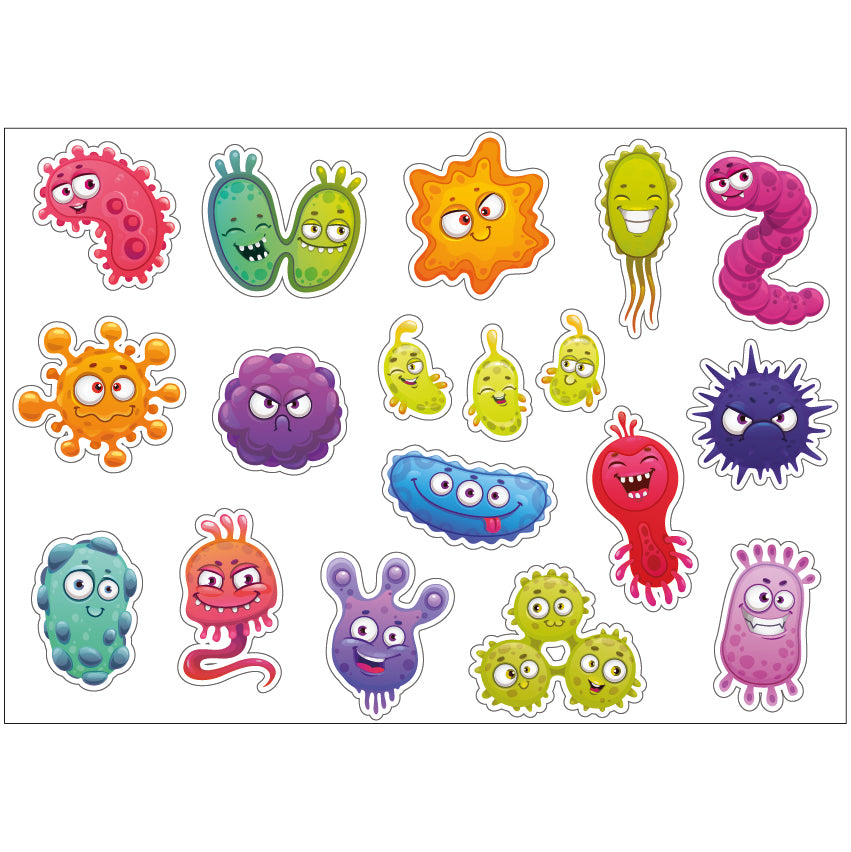 PS0101-200 Sticker Sheet Decal Cartoon Wall Self Adhesive Vinyl A4 Various Designs Available