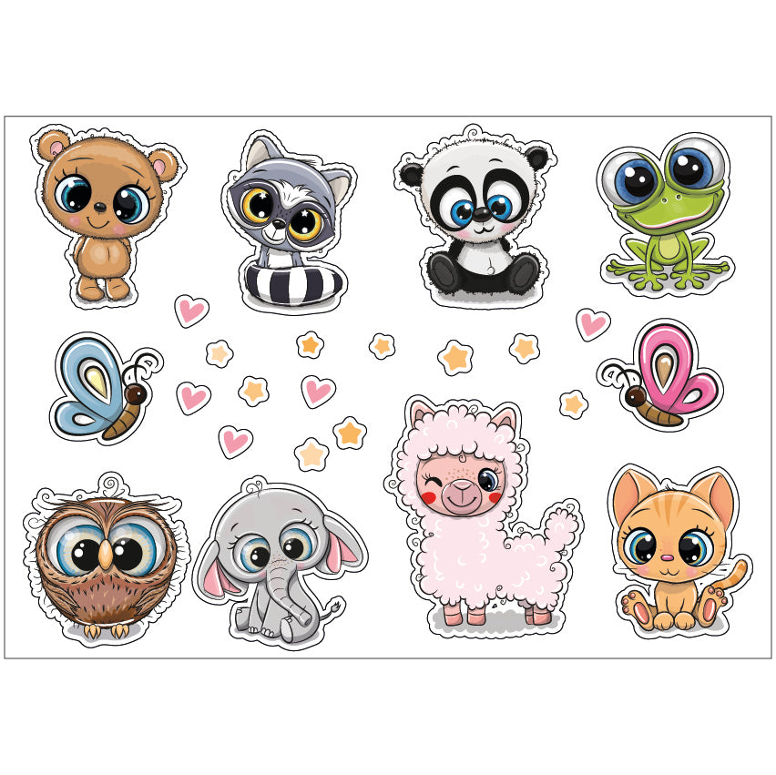 PS0101-200 Sticker Sheet Decal Cartoon Wall Self Adhesive Vinyl A4 Various Designs Available