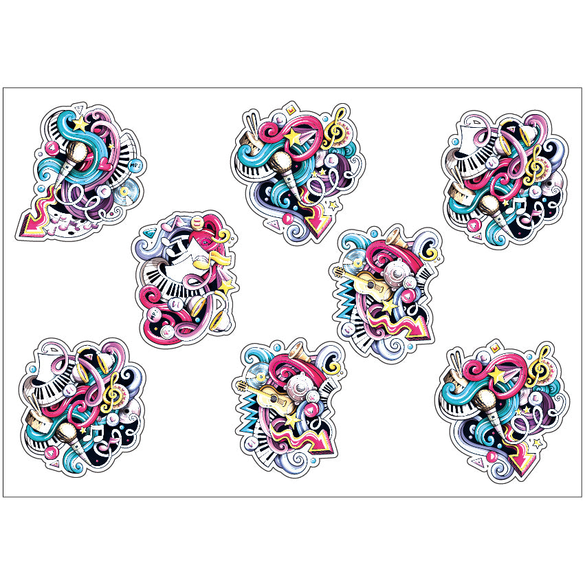PS0101-200 Sticker Sheet Decal Cartoon Wall Self Adhesive Vinyl A4 Various Designs Available