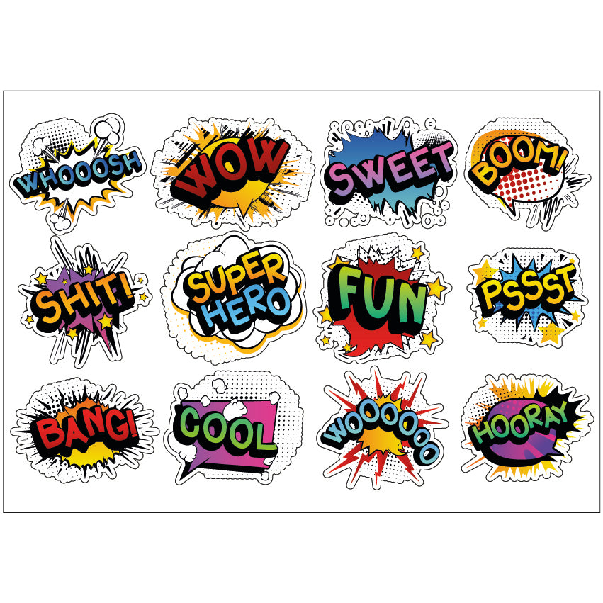 PS0101-200 Sticker Sheet Decal Cartoon Wall Self Adhesive Vinyl A4 Various Designs Available
