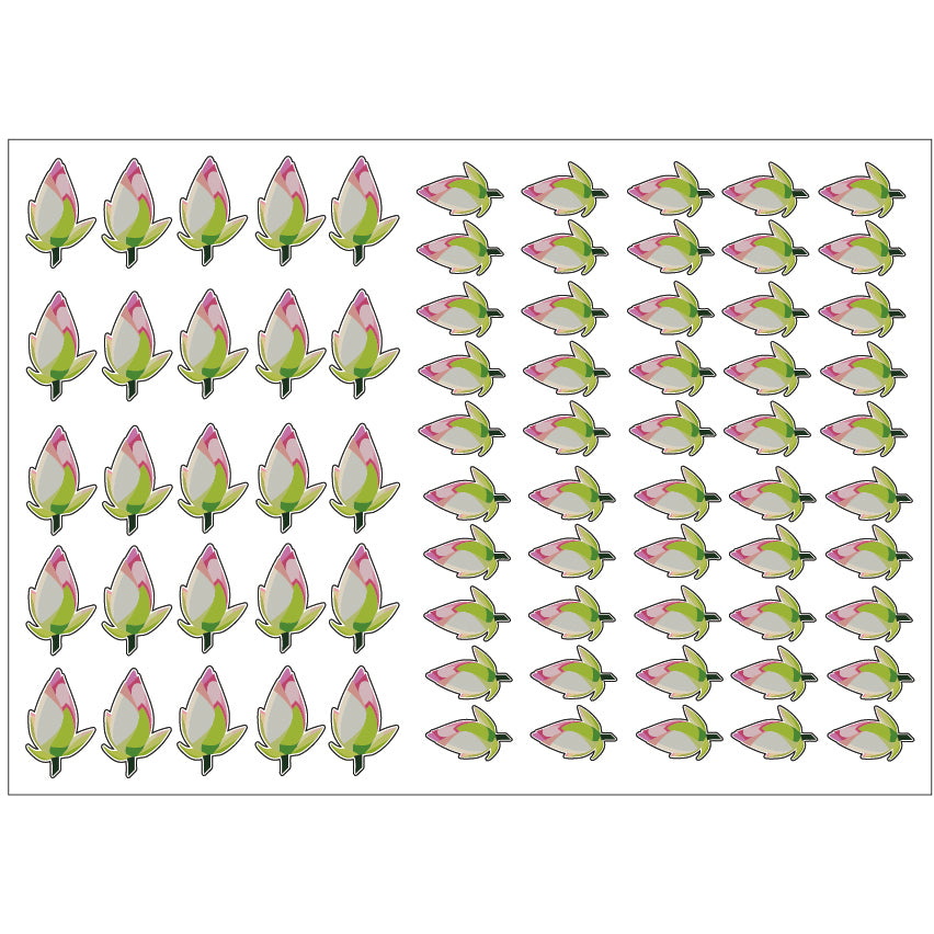 PS0401-500 Sticker Sheet Decal Flowers Wall Self Adhesive Vinyl A4 Various Designs Available