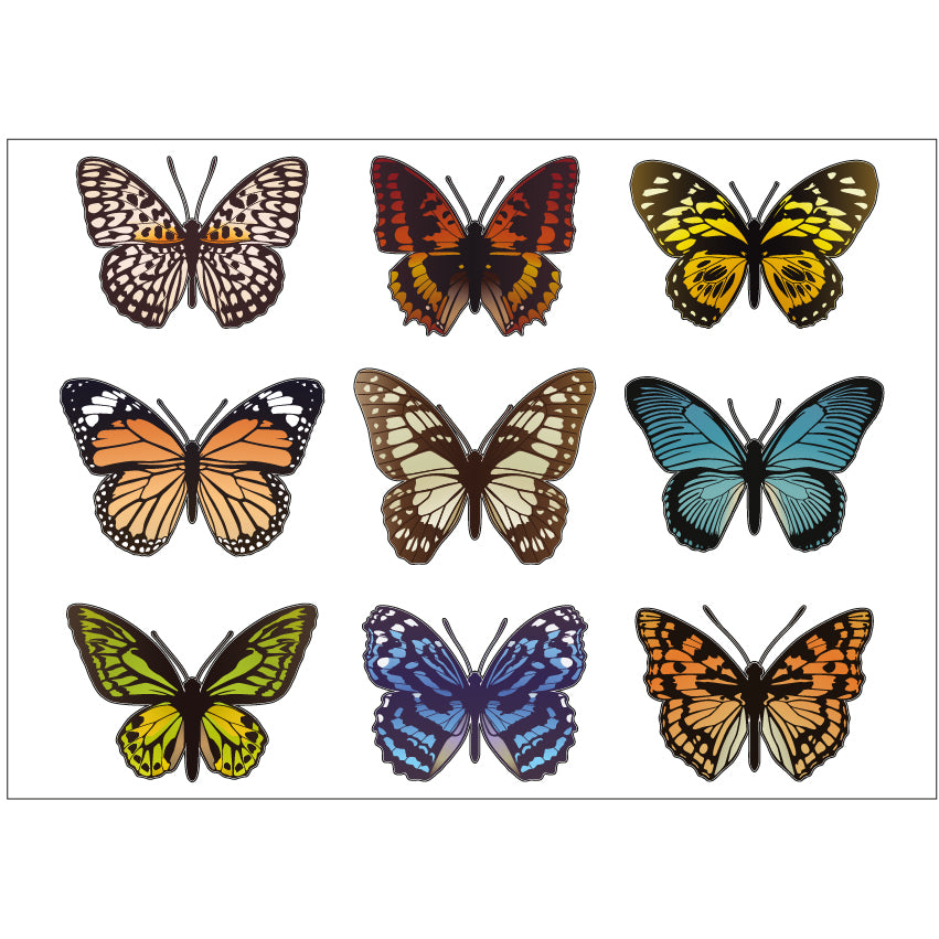 PS0001-100 Stickers Sheets Decals Butterflies Wall Self Adhesive Vinyl A4 Various Designs Available