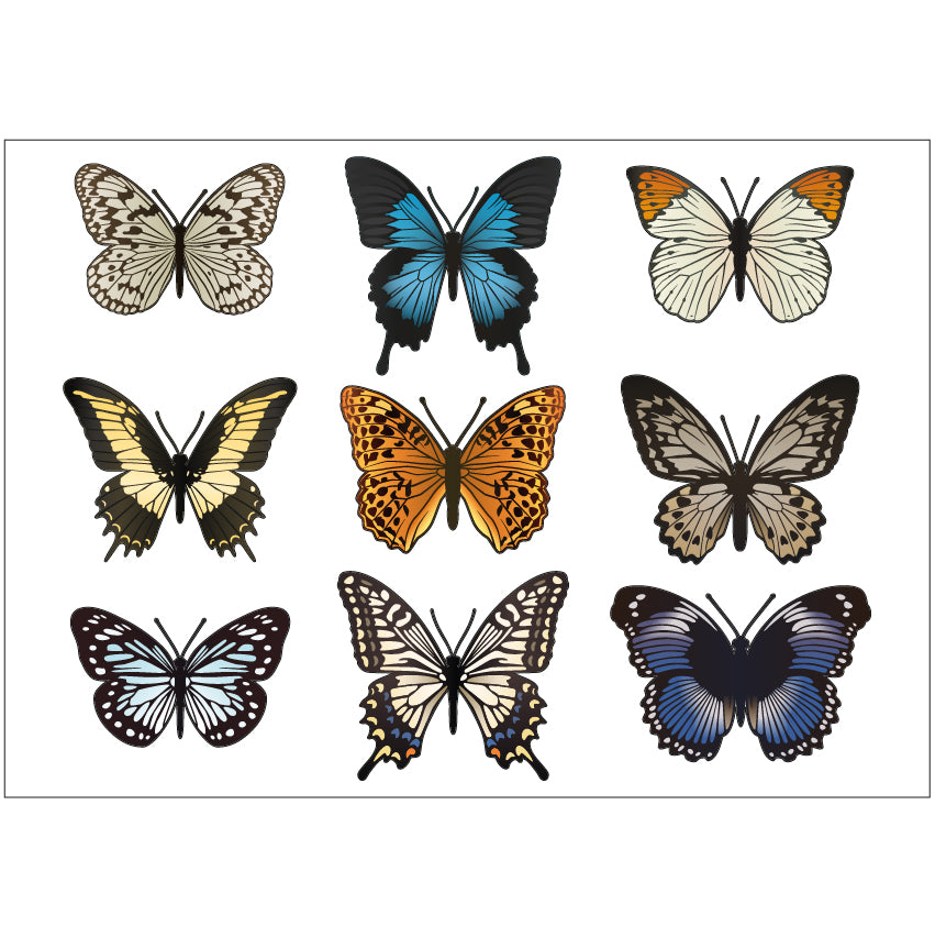 PS0001-100 Stickers Sheets Decals Butterflies Wall Self Adhesive Vinyl A4 Various Designs Available