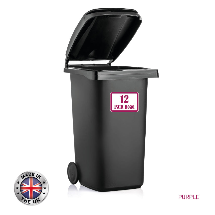 BIN01-06 Wheelie Bin x4 Custom Number and Street Name Stickers