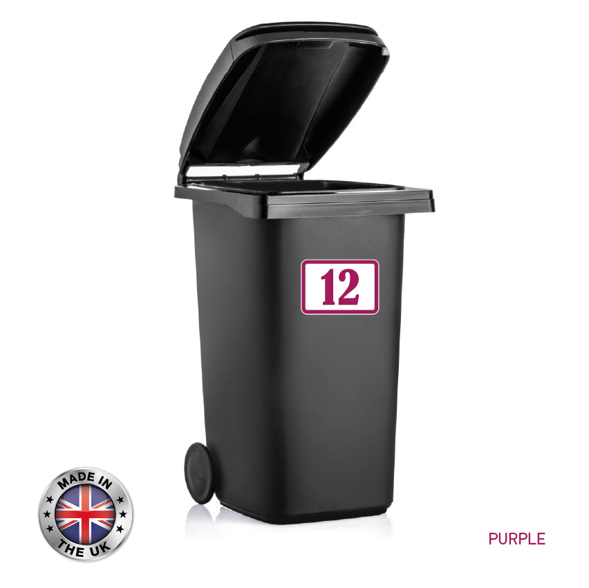 BIN01-06 Wheelie Bin x4 Custom Number and Street Name Stickers