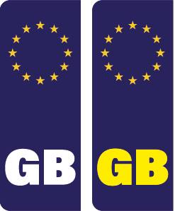 PLATE01-12 GB car number plate stickers union jack no eu flag brexit - Vinyl Car Various Flags Available