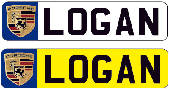 RIDE03 Kids Personalised Number Plates Front And Back with car logo