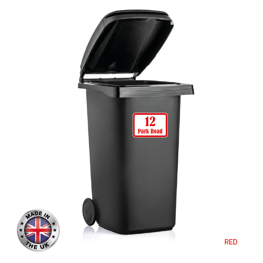 BIN01-06 Wheelie Bin x4 Custom Number and Street Name Stickers