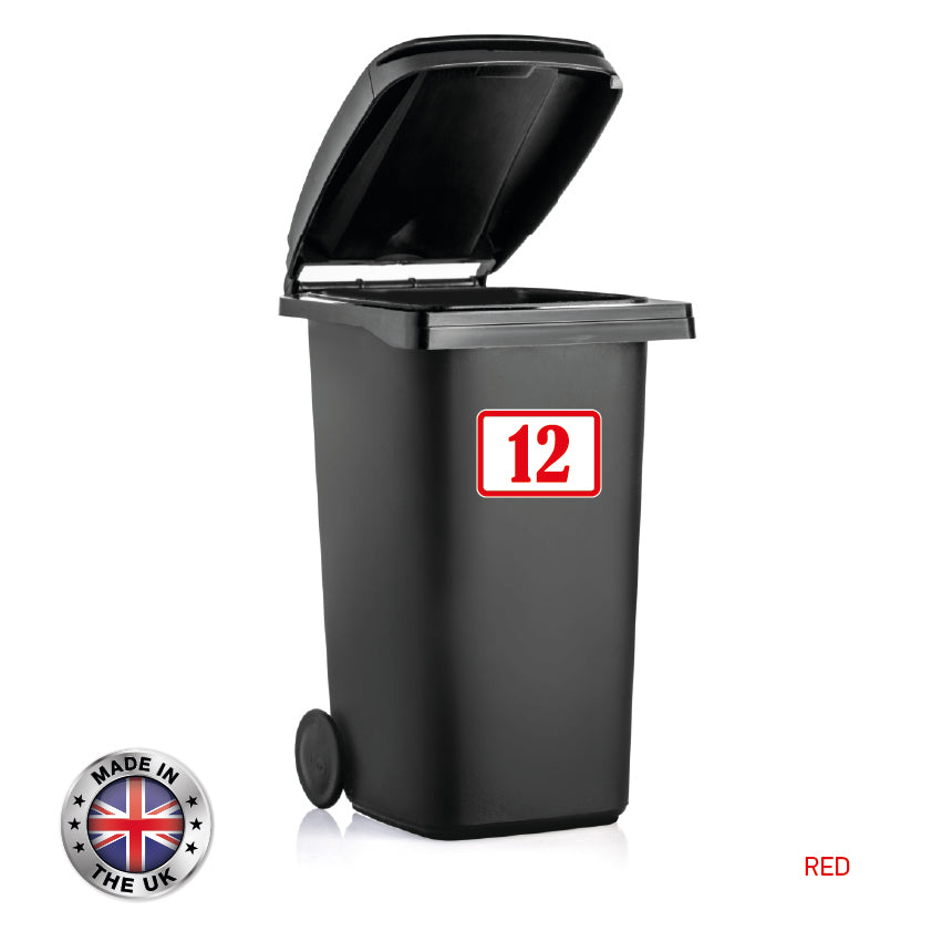 BIN01-06 Wheelie Bin x4 Custom Number and Street Name Stickers
