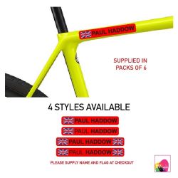Bike Red Personalised Bike Frame Name Stickers Cycle Cycling Frame Helmet Decals
