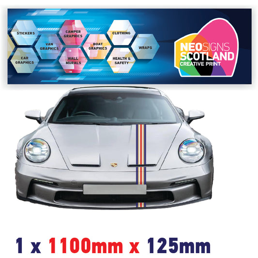 RO1.1/1x125 Rothmans Racing Bonnet Stripe 1100mm x 125mm For Porsche