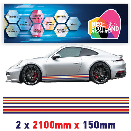 ROB2.1 Rothmans Racing Side stripe 2x2.1m (2100mm) Long laminated for Renault Peugeot Citroen sticker graphics various widths available