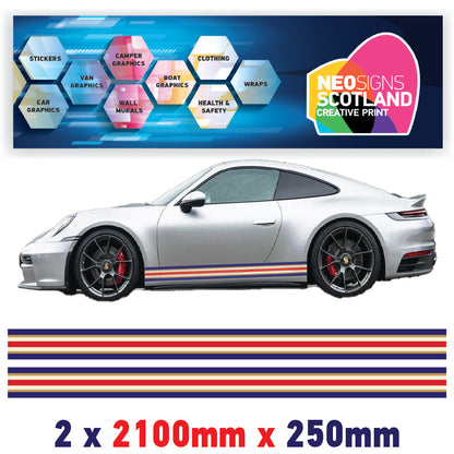 ROB2.1 Rothmans Racing Side stripe 2x2.1m (2100mm) Long laminated for Renault Peugeot Citroen sticker graphics various widths available