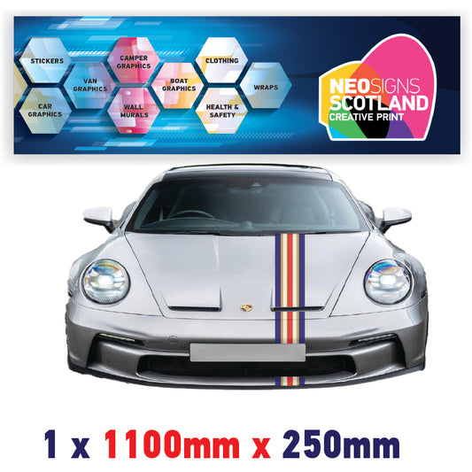 RO1.1/1x250 Rothmans Racing Bonnet Stripe 1100mm x 250mm For Porsche