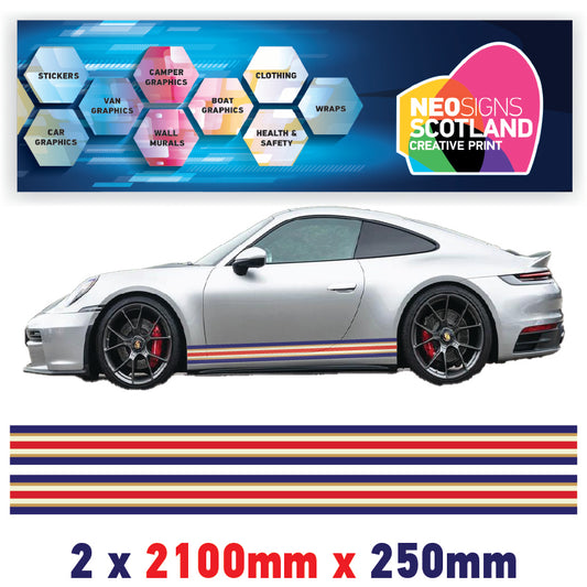 RO2.1/2x250 Rothmans Racing Bonnet Stripe 2100mm x 250mm For Porsche