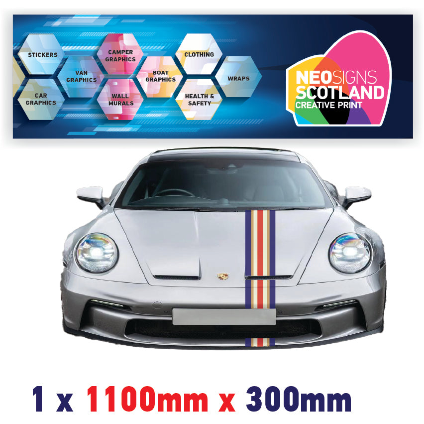 RO1.1/1x300 Rothmans Racing Bonnet Stripe 1100mm x 300mm For Porsche