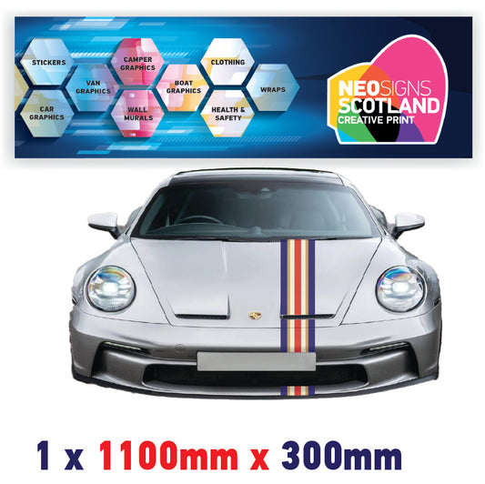 RO1.1/1x300 Rothmans Racing Bonnet Stripe 1100mm x 300mm For Porsche