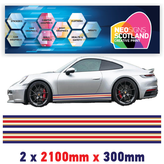 RO2.1/2x300 Rothmans Racing Bonnet Stripe 2100mm x 300mm For Porsche