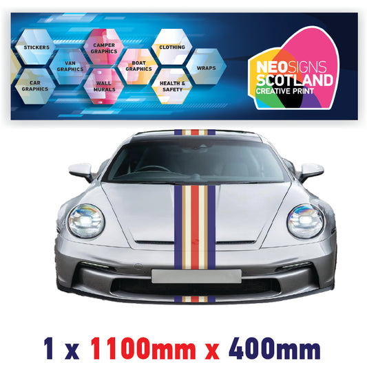RO1.1/1x400 Rothmans Racing Bonnet Stripe 1100mm x 400mm For Porsche