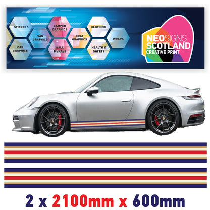 ROB2.1 Rothmans Racing Side stripe 2x2.1m (2100mm) Long laminated for Renault Peugeot Citroen sticker graphics various widths available