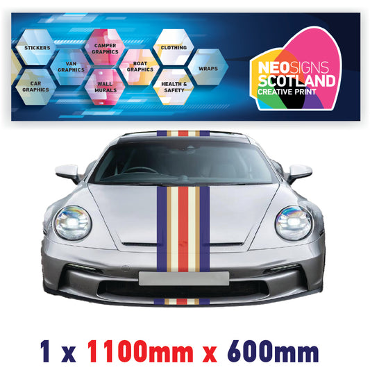 RO1.1/1x600 Rothmans Racing Bonnet Stripe 1100mm x 600mm For Porsche