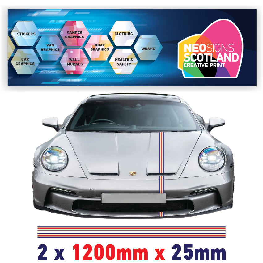 ROPIN25 Rothmans Racing Bonnet Stripe 1200mm x 25mm For Porsche