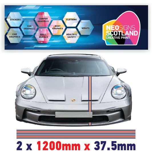 ROPIN37.5 Rothmans Racing Bonnet Stripe 1200mm x 37.5mm For Porsche