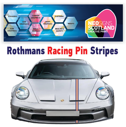 ROTHP Rothmans Racing Pin Stripes 1.2m (1200mm) Long laminated for Renault Peugeot Citroen sticker graphics various widths available