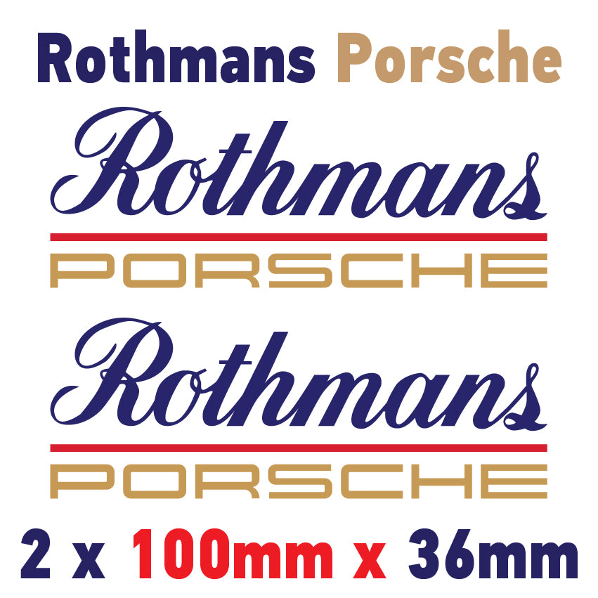 RPB Rothmans Racing Logo x 2 100mm - 1000mm laminated for Porsche
