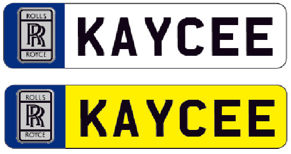 RIDE03 Kids Personalised Number Plates Front And Back with car logo