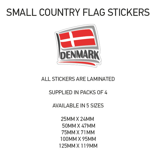 SCF07 Denmark Small Country Flag Sticker 25mm x 24mm