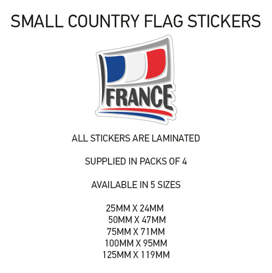 SCF10 France Small Country Flag Sticker 25mm x 24mm