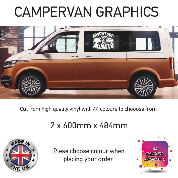 SCG11-SCG20 Adventure awaits Graphics stickers fits all Motorhome And Campervans Various Designs Availble