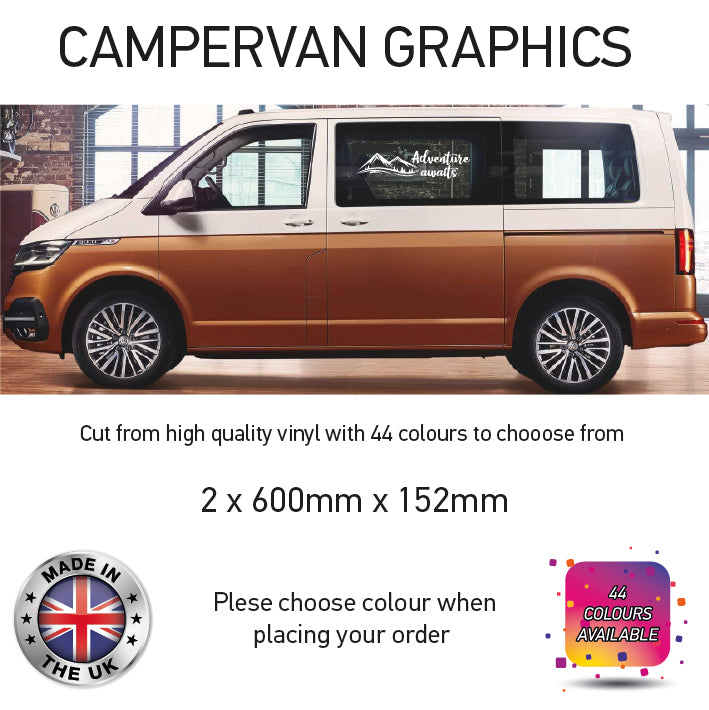 SCG34 Adventure Awaits Graphics stickers fits all Motorhome and Campervans