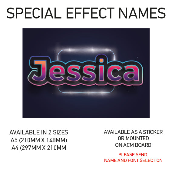 SEN01-60 Personalised Name door stickers kids bedroom Boy Girl Custom Nursery