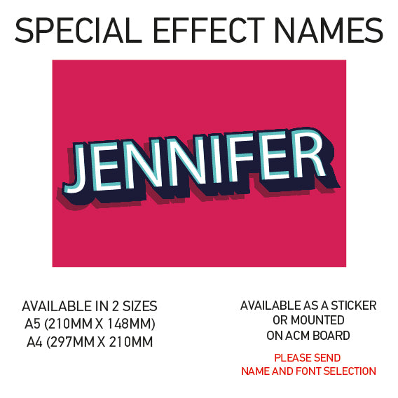 SEN01-60 Personalised Name door stickers kids bedroom Boy Girl Custom Nursery