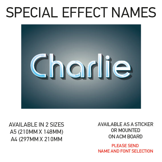 SEN01-60 Personalised Name door stickers kids bedroom Boy Girl Custom Nursery