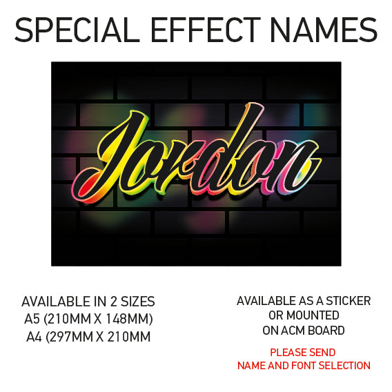 SEN01-60 Personalised Name door stickers kids bedroom Boy Girl Custom Nursery