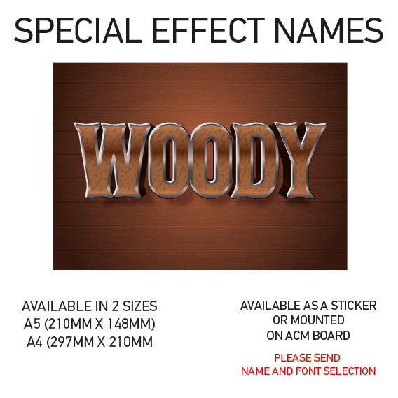 SEN01-60 Personalised Name door stickers kids bedroom Boy Girl Custom Nursery