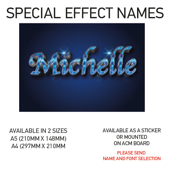 SEN01-60 Personalised Name door stickers kids bedroom Boy Girl Custom Nursery