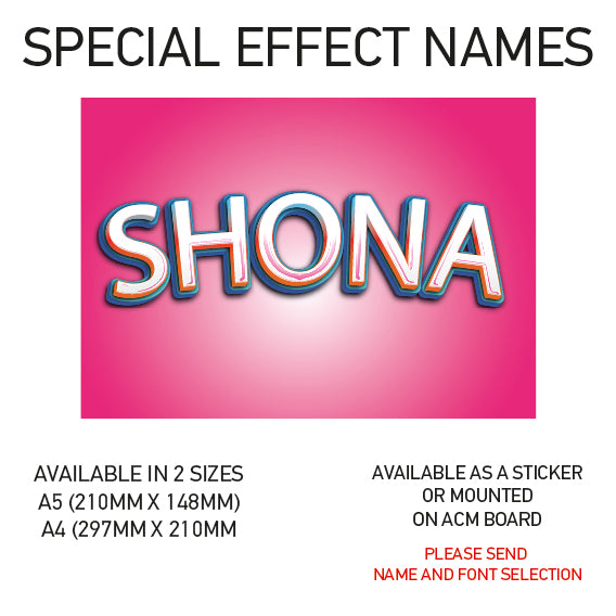 SEN01-60 Personalised Name door stickers kids bedroom Boy Girl Custom Nursery