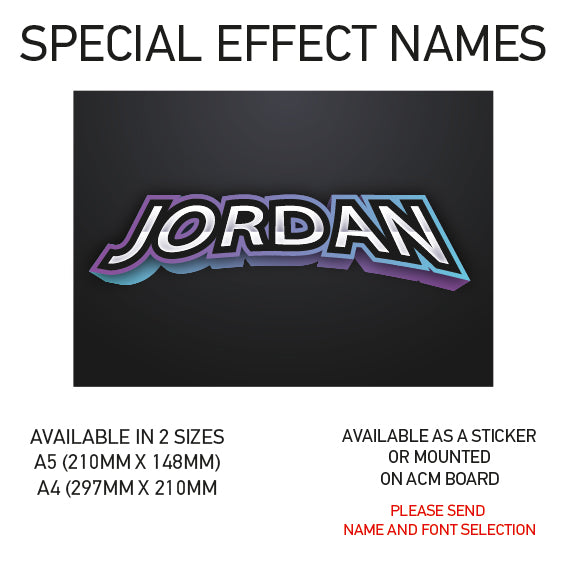 SEN01-60 Personalised Name door stickers kids bedroom Boy Girl Custom Nursery