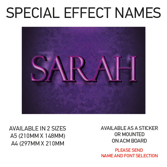 SEN01-60 Personalised Name door stickers kids bedroom Boy Girl Custom Nursery