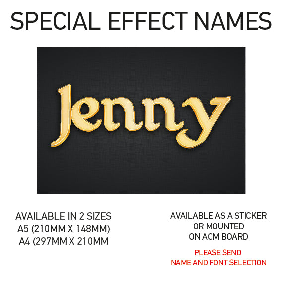 SEN01-60 Personalised Name door stickers kids bedroom Boy Girl Custom Nursery