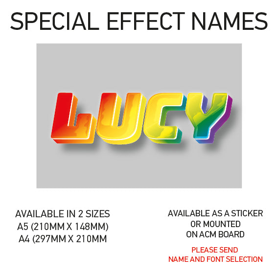 SEN01-60 Personalised Name door stickers kids bedroom Boy Girl Custom Nursery