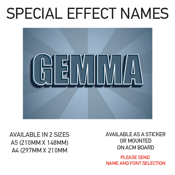 SEN01-60 Personalised Name door stickers kids bedroom Boy Girl Custom Nursery