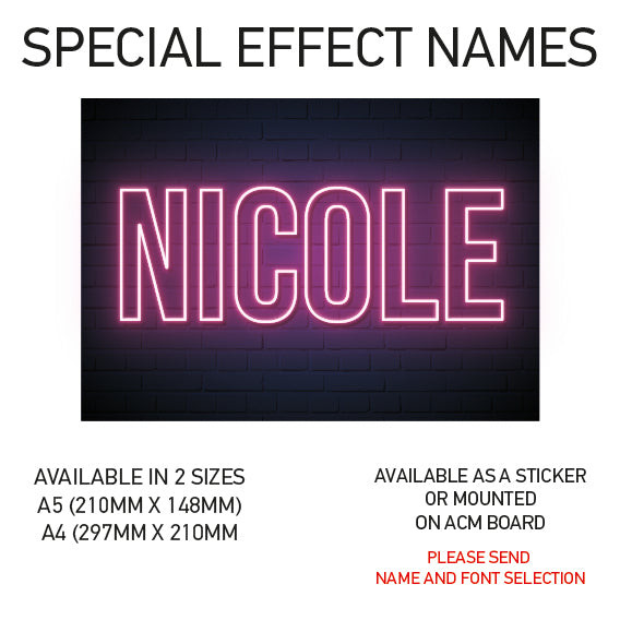 SEN01-60 Personalised Name door stickers kids bedroom Boy Girl Custom Nursery